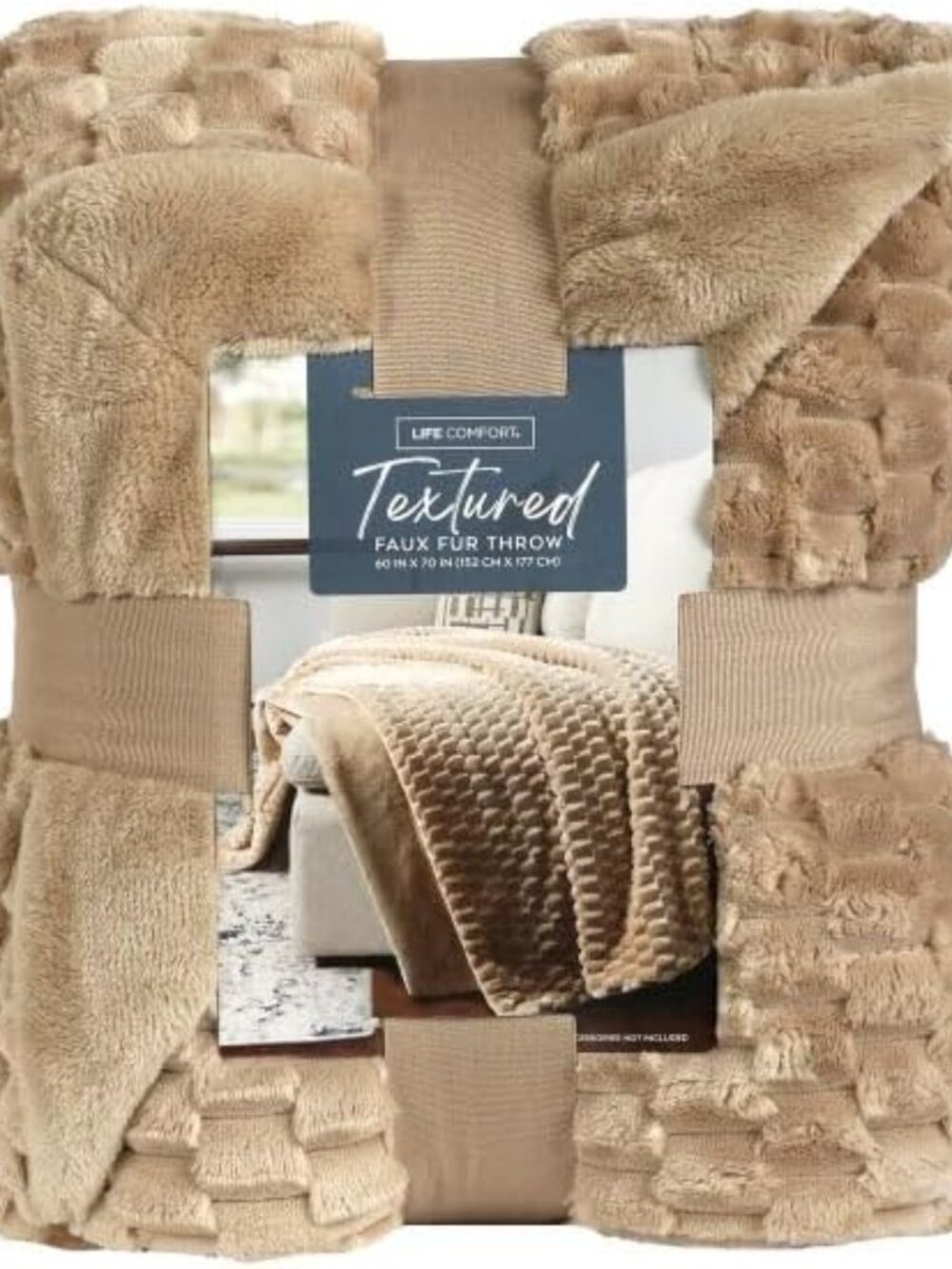 Life Comfort Decorative Premium Mixed Yarn Throw Blanket - 60x70 Inch Beige